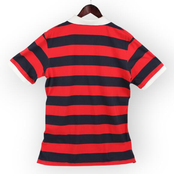 BOAST USA Mens S/S Wide Stripe Polo Red Navy White 100% Peruvian Pima Cotton - Picture 4 of 16
